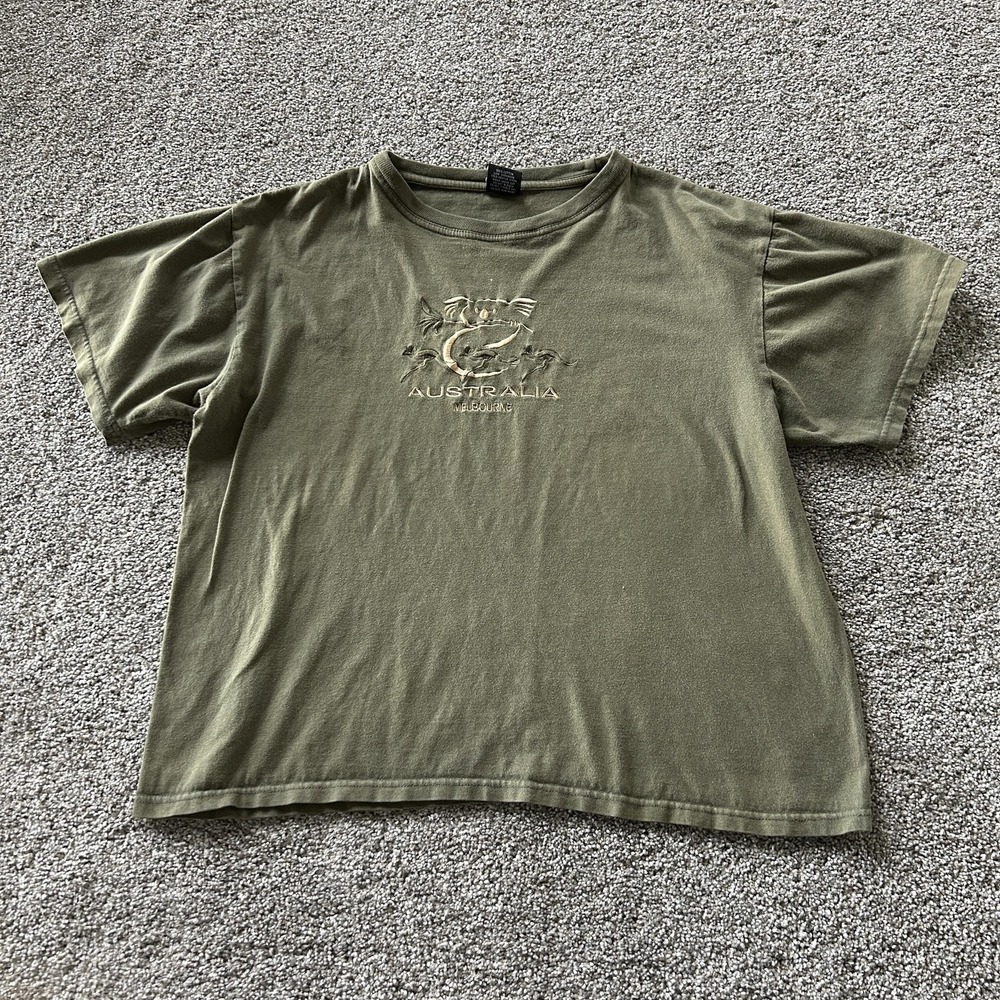 Australia Melbourne Shirt Mens Large Green Koala Kangaroo Tee T-Shirt OZ Symbol